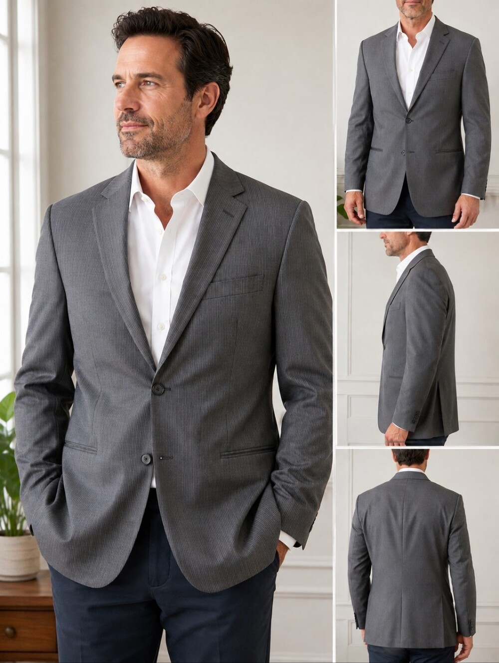 Ralph Lauren Mens 40L 100% Wool Pinstripe Blazer Sport Coat 2 Button Dillards